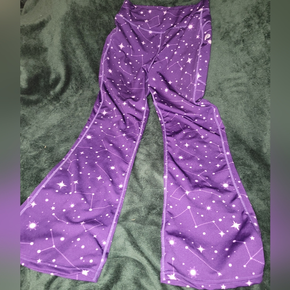 PoPfit Purple Constellation Patterned Flare Workout Leggings